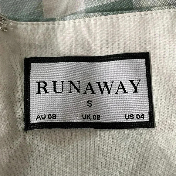 Runaway The Label Tighan Dress Women’s Sz 4 Sage Gingham Checkered One Shoulder - Picture 6 of 9